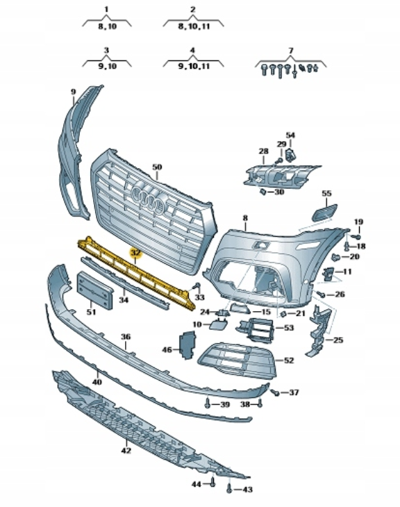 Решітка бампера нижня